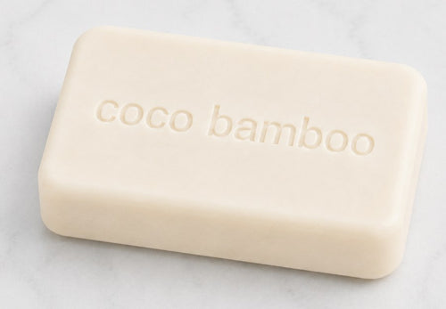 Close up of unscented Coco Bamboo dish soap bar